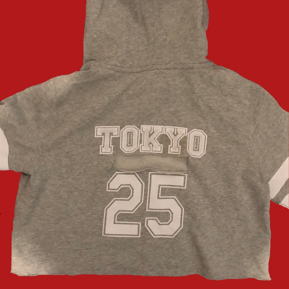 Grey Crop Top Hoodie